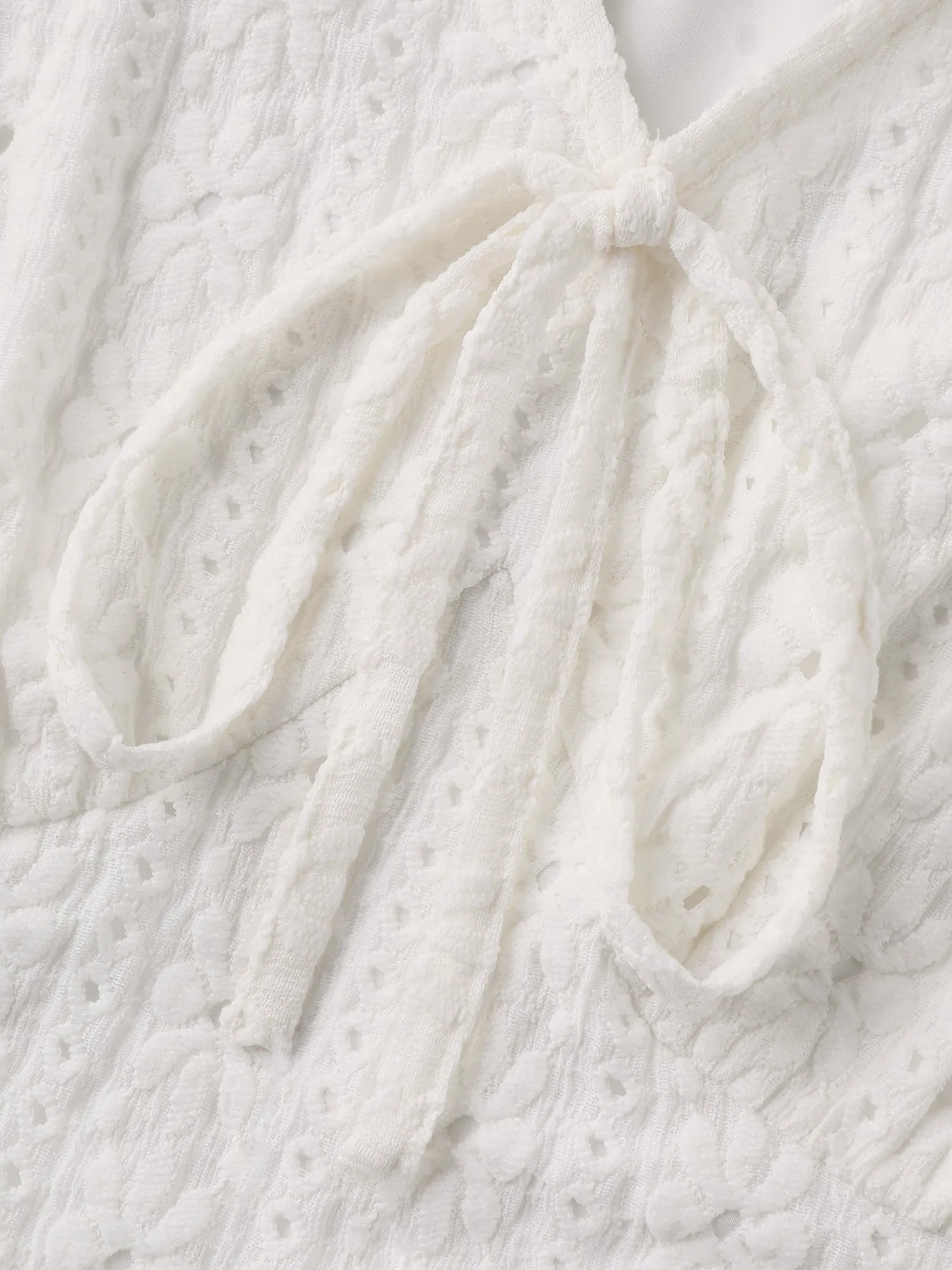 Textured Eyelet Embroidered Solid Blouse sold by Bloomchic product image thumbnail 5