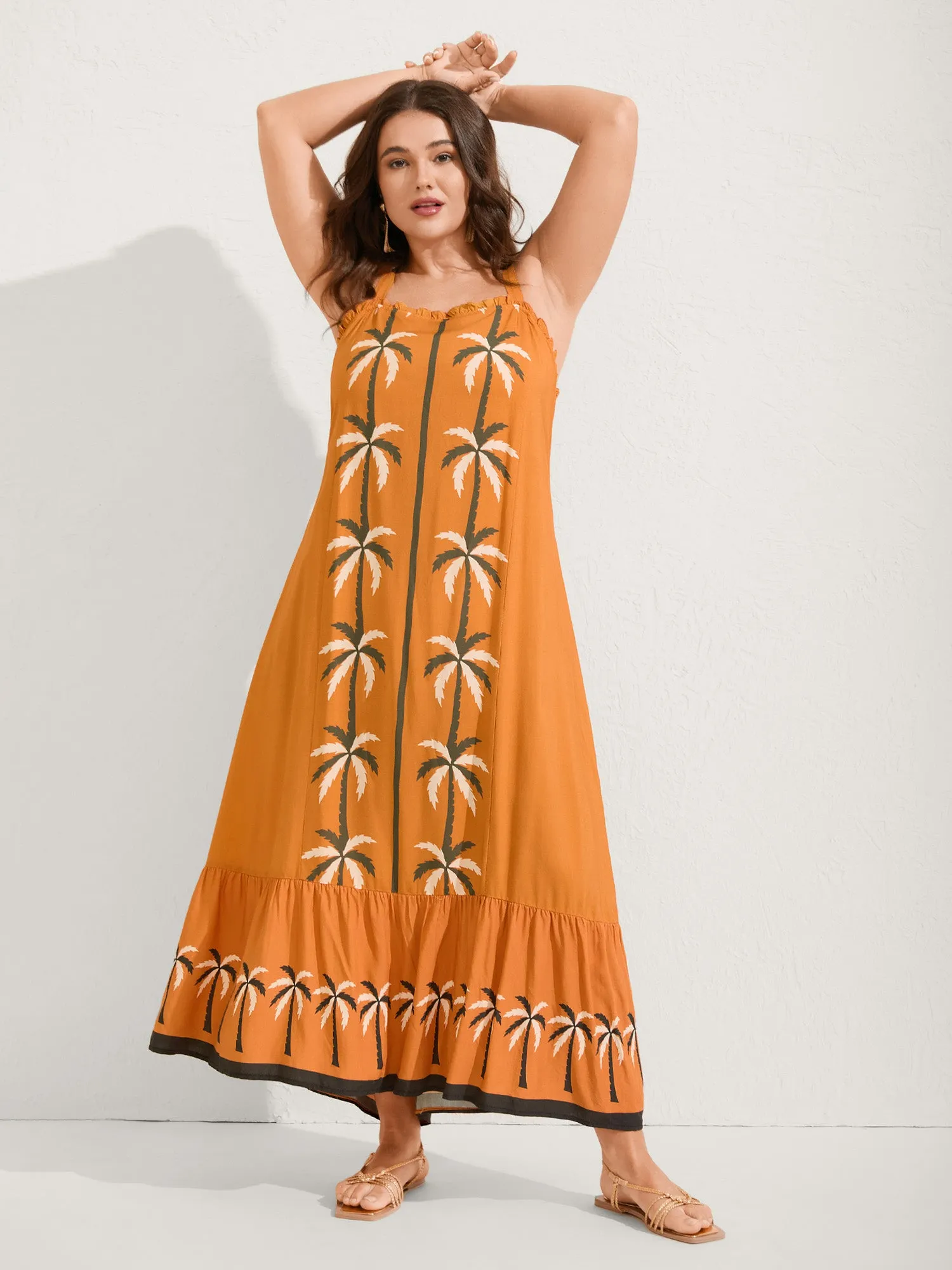 Everything Tropical A-Line Cami Midi Dress sold by Bloomchic