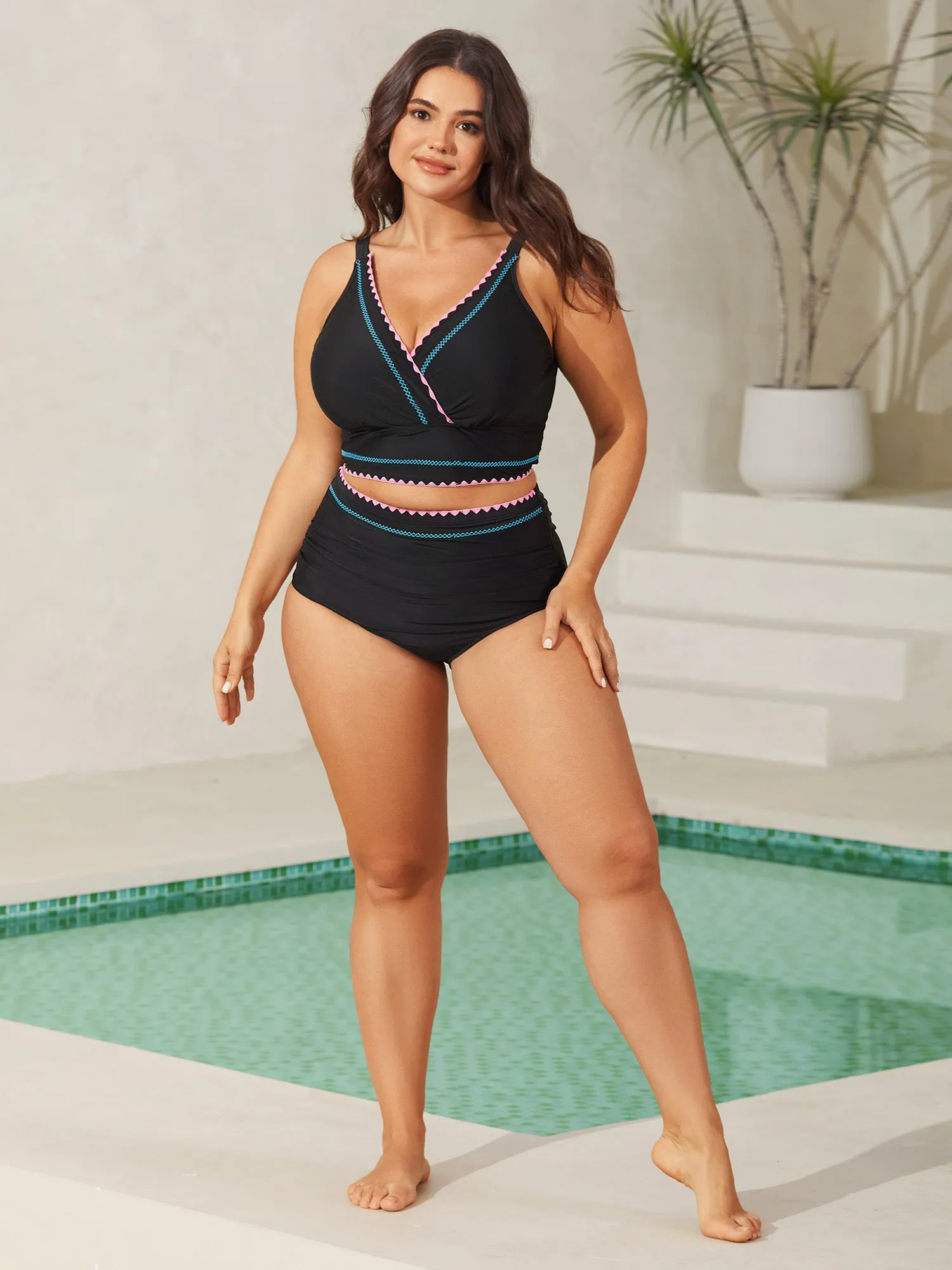 Embroidered Color Contrast Swim Top sold by Bloomchic product image thumbnail 3