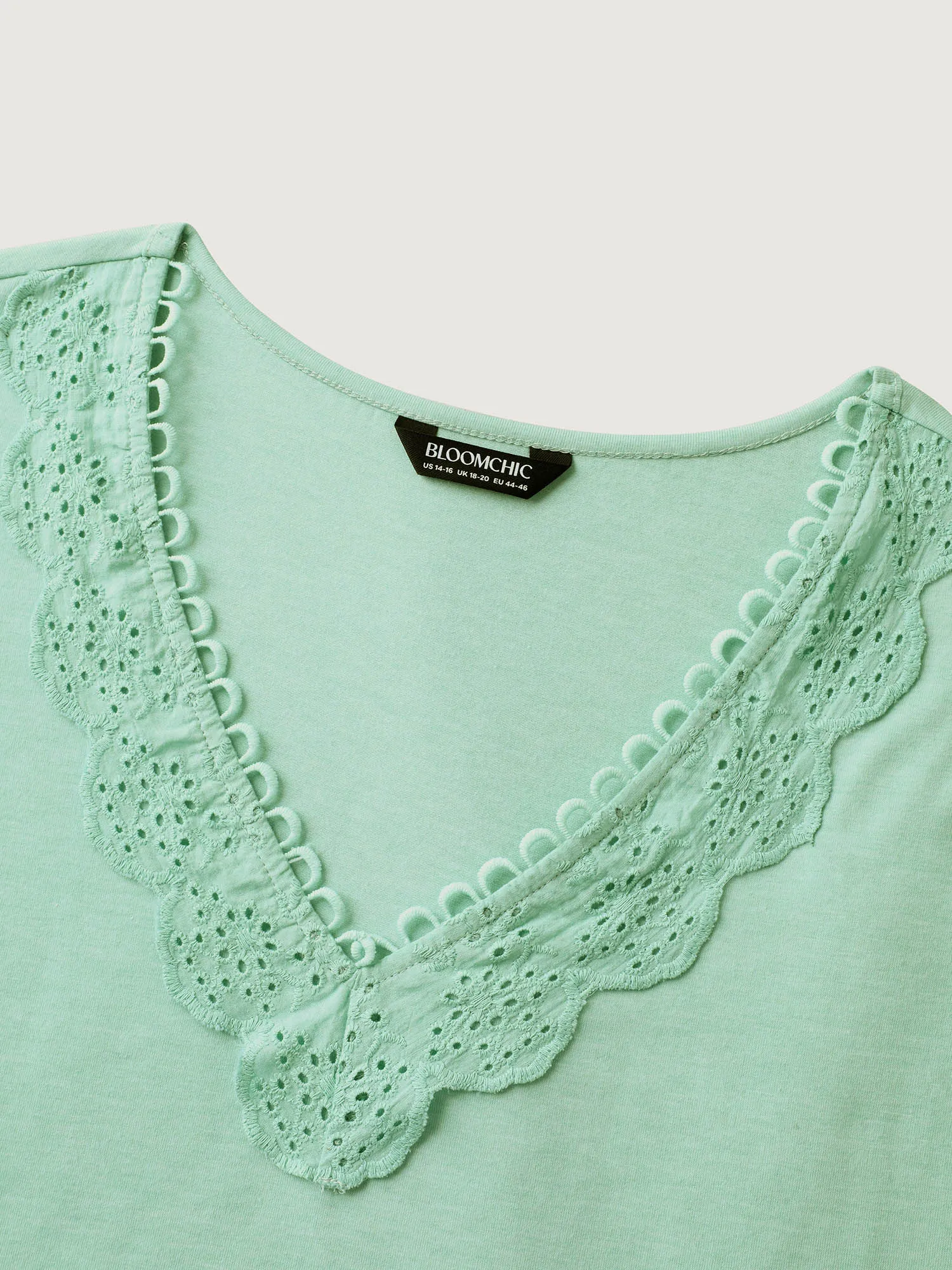 Webbed Lace V-Neck Solid T-Shirt sold by Bloomchic product image thumbnail 5