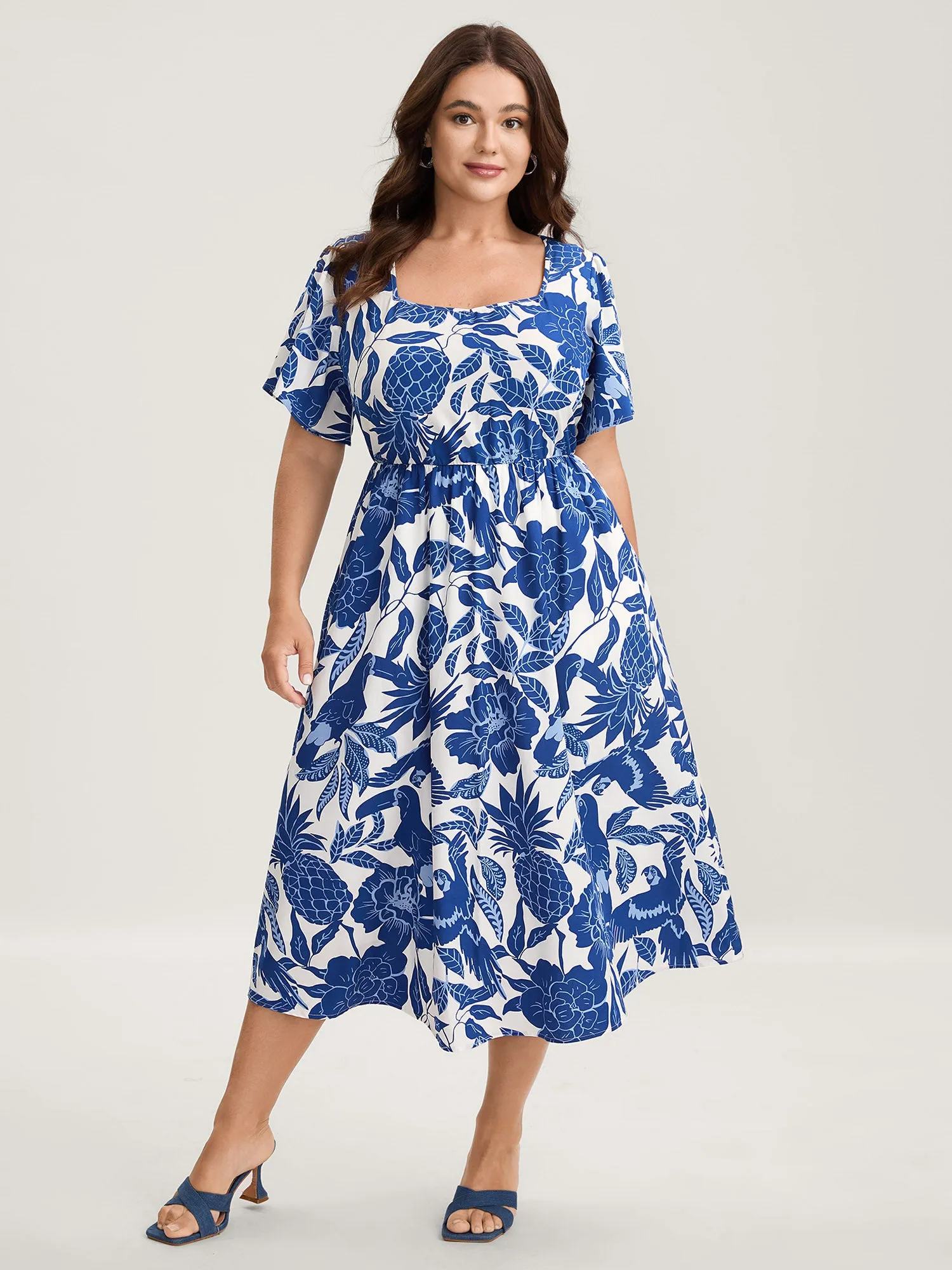 Large Floral Print Pockets Midi Dress sold by Bloomchic