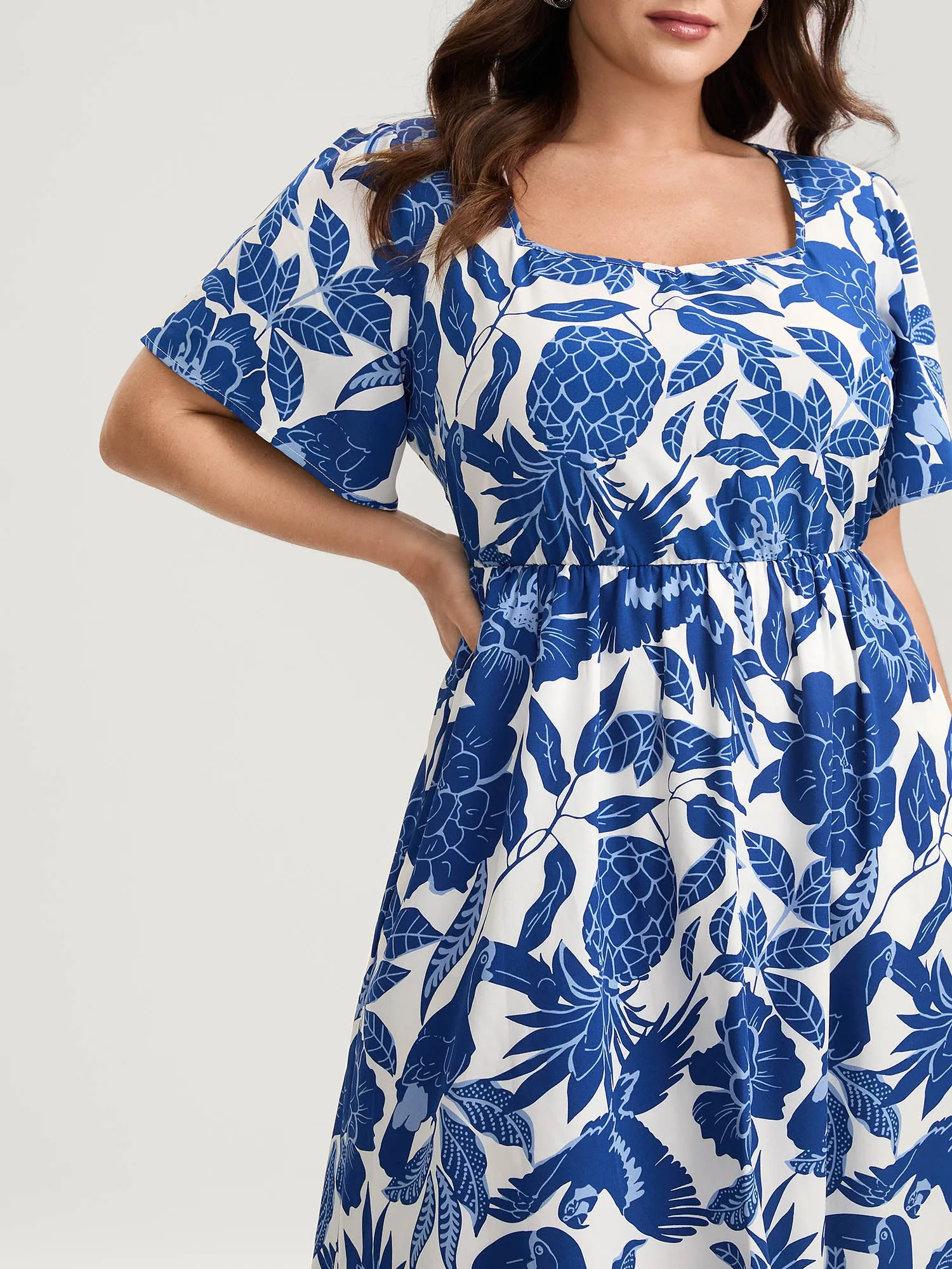 Large Floral Print Pockets Midi Dress sold by Bloomchic product image thumbnail 2