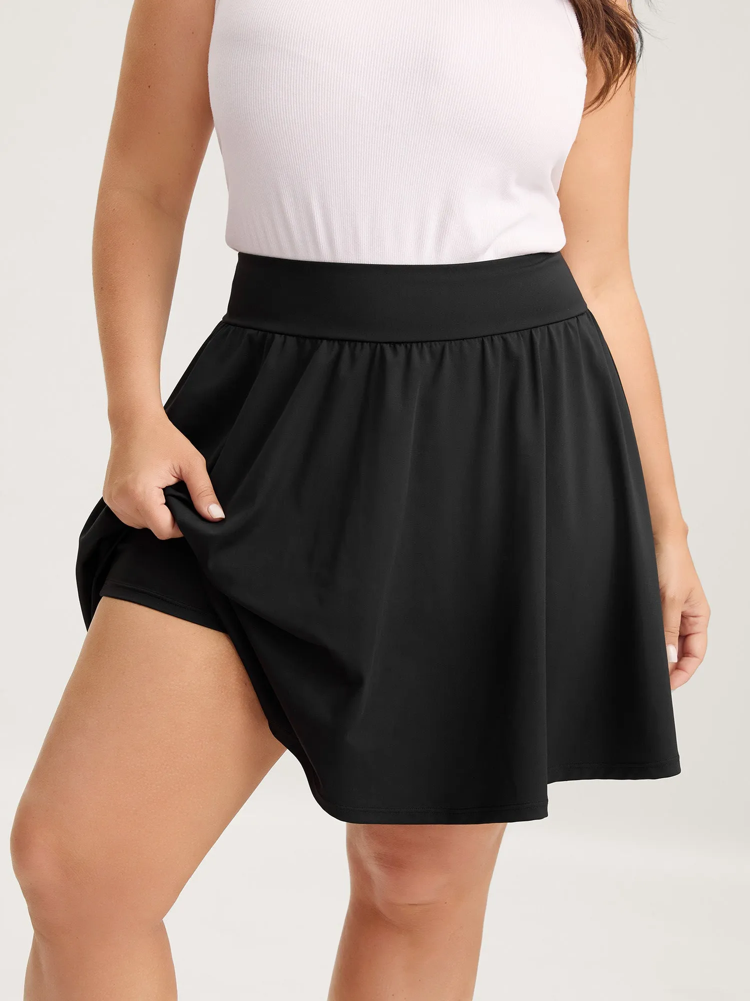 Wide Stretchy Waist Flared Midi Skirt sold by Bloomchic