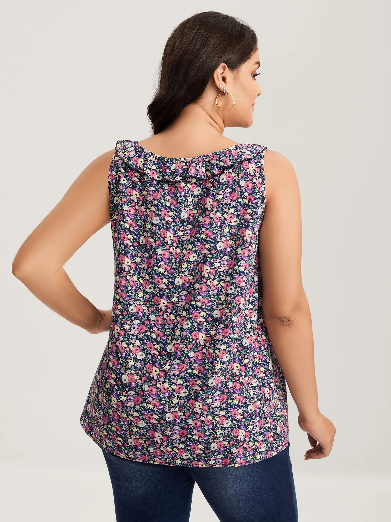 Floral Print Lotus Neck Tank Top sold by Bloomchic product image thumbnail 4