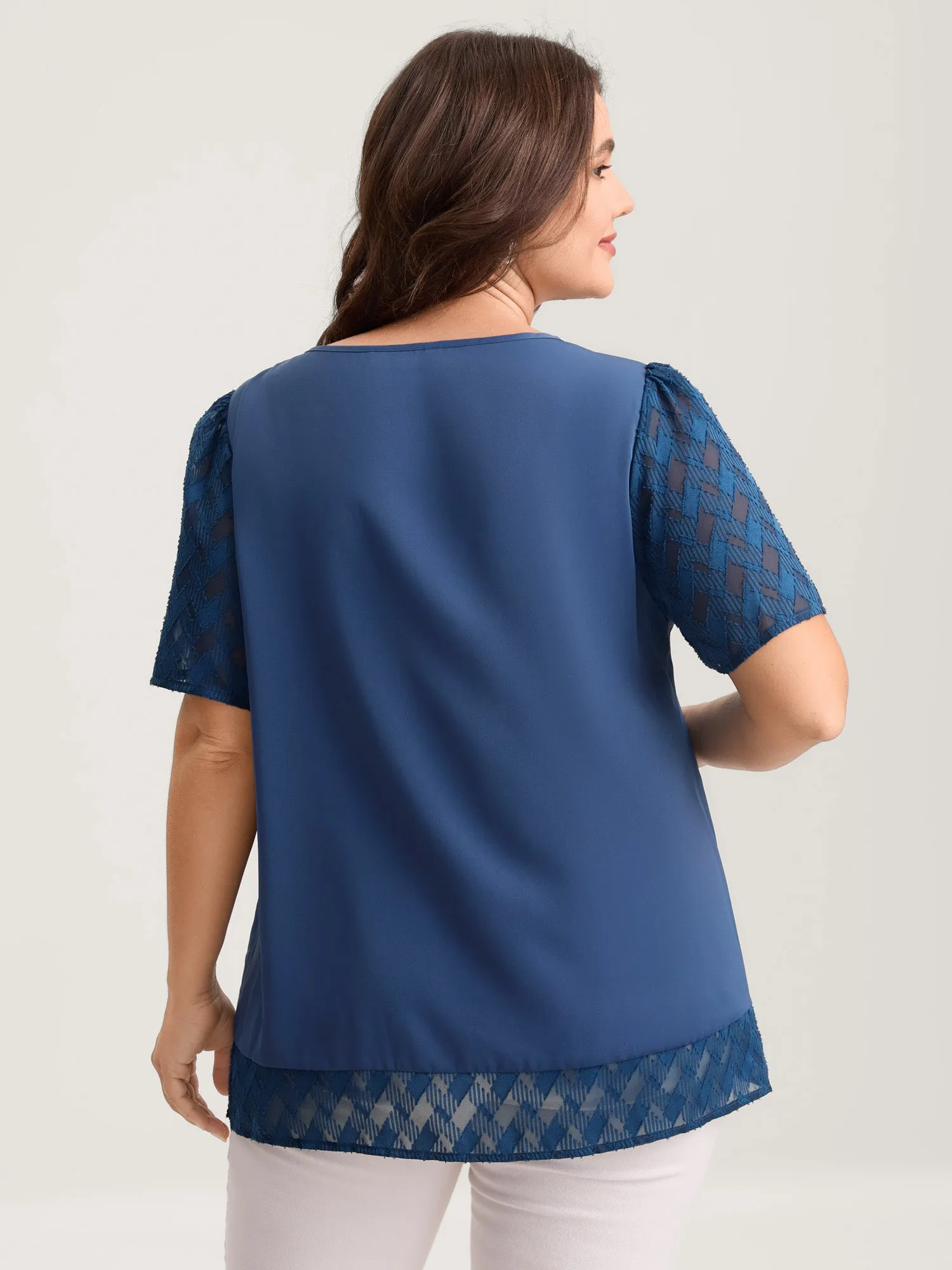 Textured Overlap Hem Sheer Blouse sold by Bloomchic product image thumbnail 4