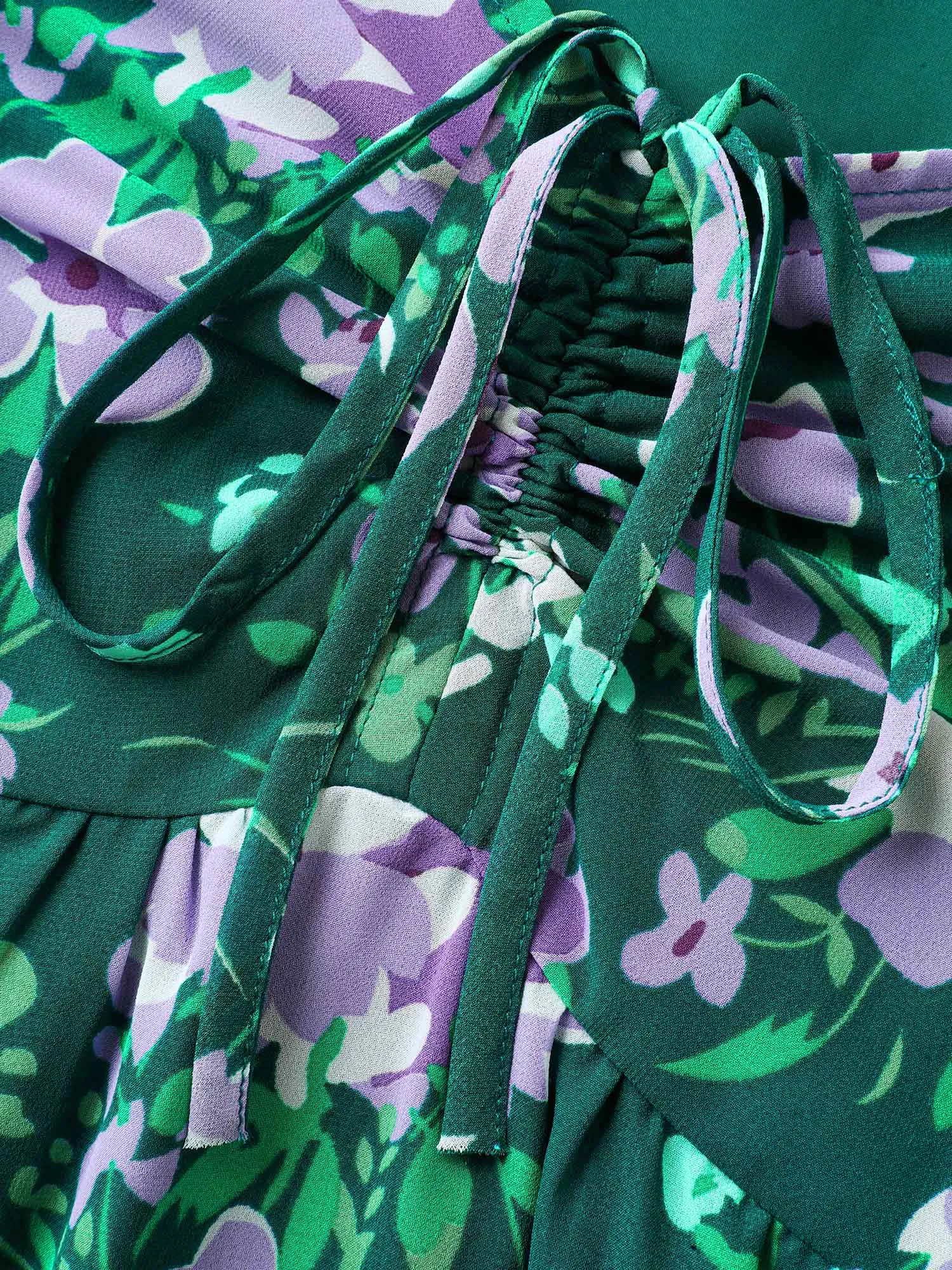 Floral Chiffon Ruched Drawstring Midi Dress sold by Bloomchic product image thumbnail 5