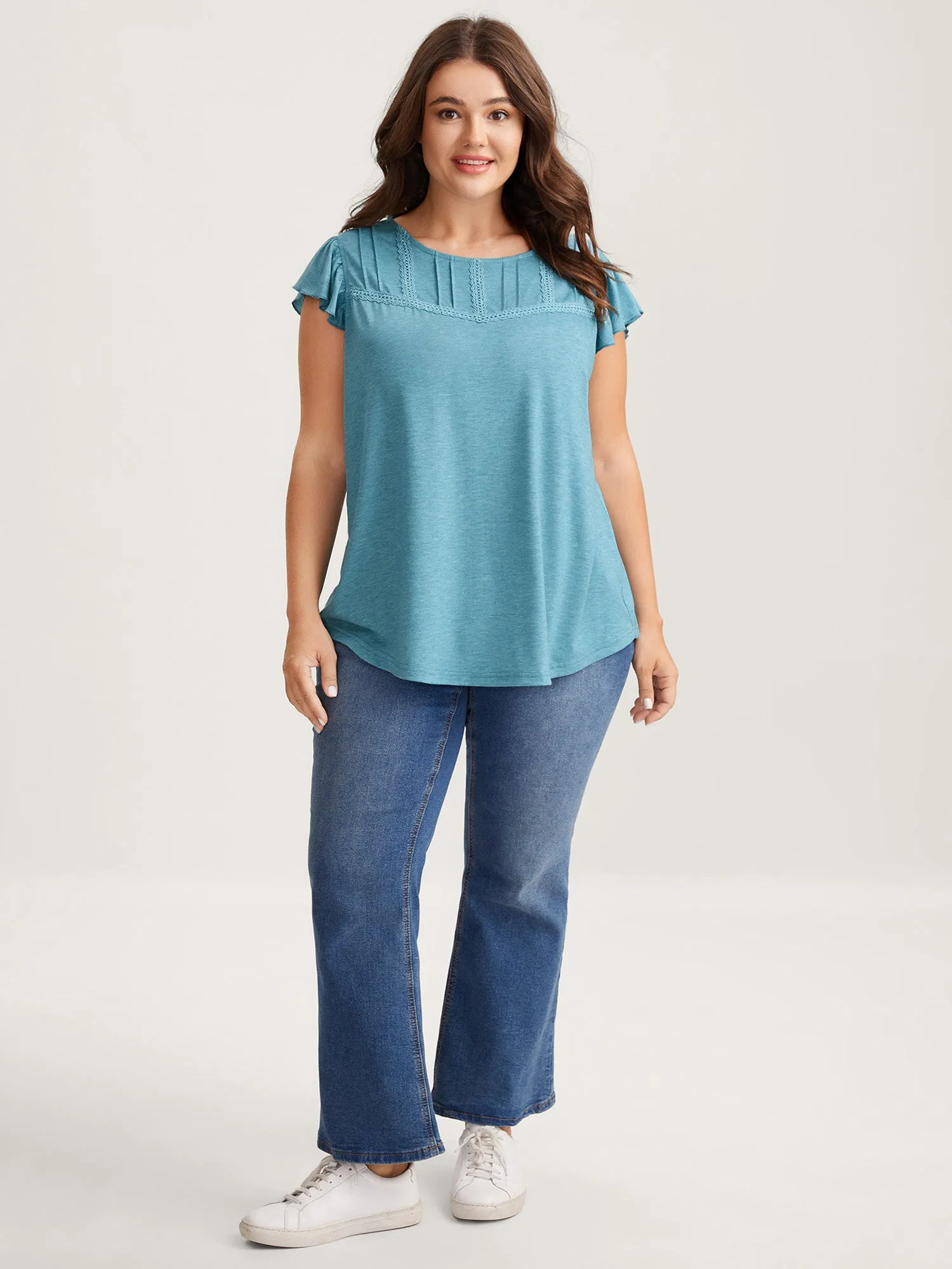 Lace Toothpick Pleat Solid Top sold by Bloomchic product image thumbnail 3