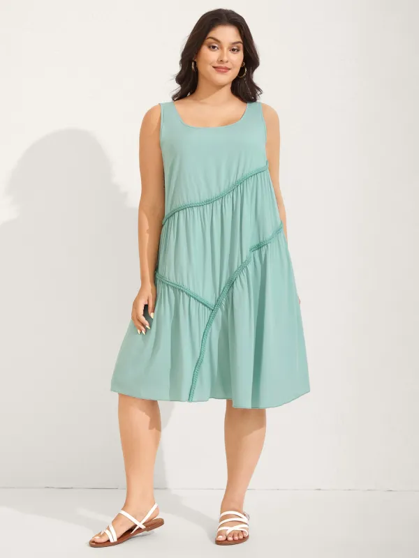 Braided Embroidery Asymmetrical Cami Midi Dress sold by Bloomchic