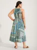 Boho Print Halter Neck Pockets Midi Dress sold by Bloomchic