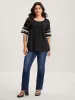 Stretchy Color Block Plain Knit Top sold by Bloomchic