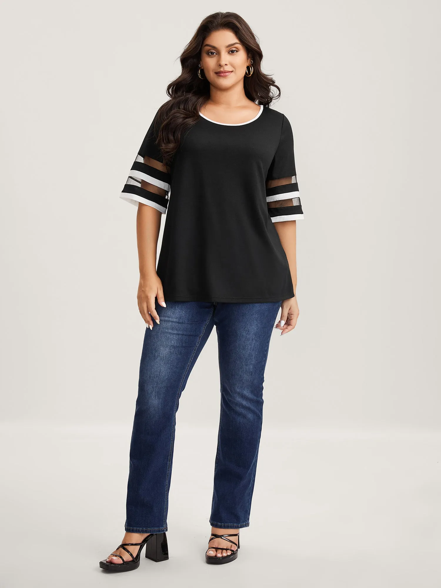 Stretchy Color Block Plain Knit Top sold by Bloomchic product image thumbnail 4