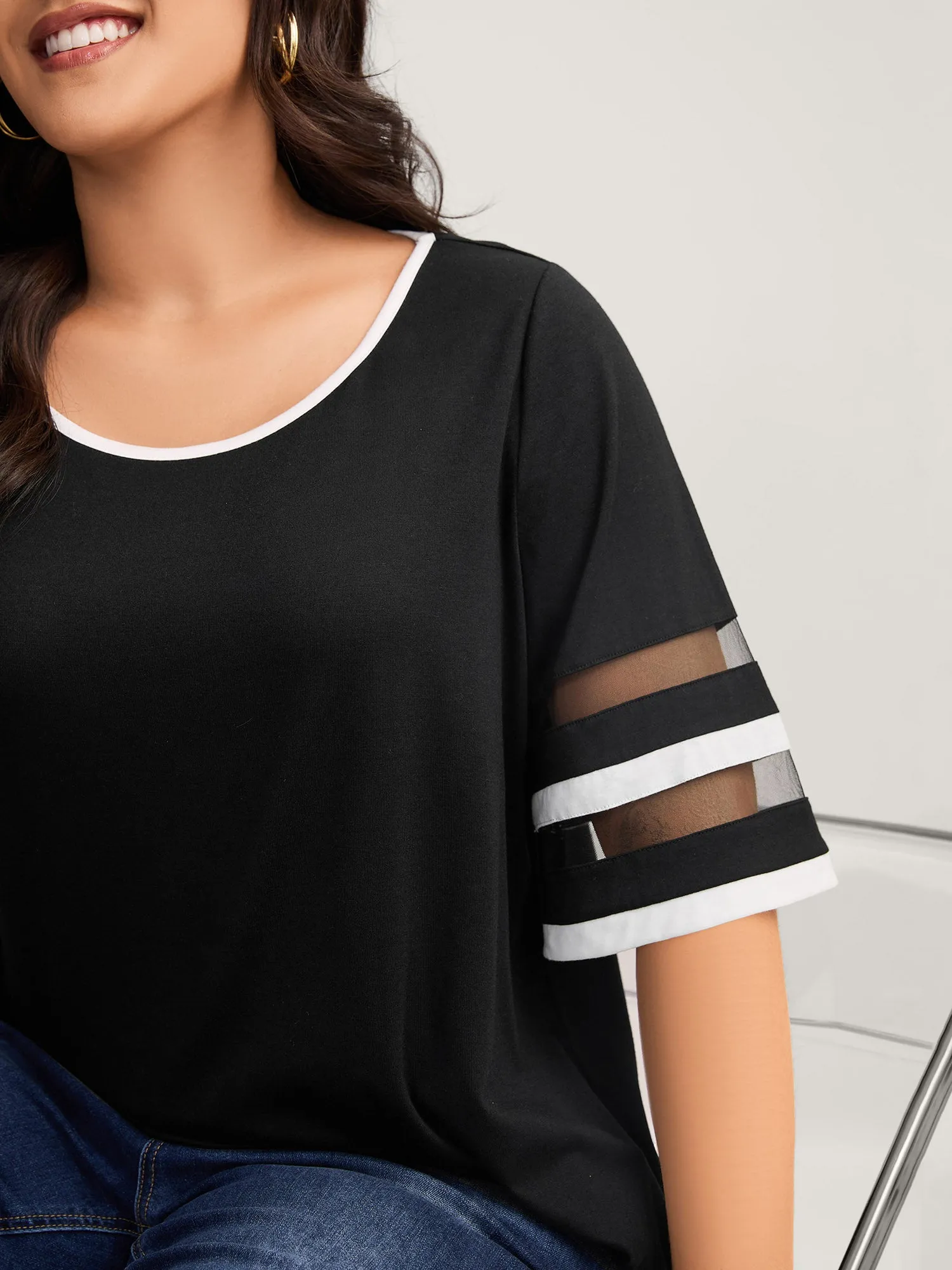 Stretchy Color Block Plain Knit Top sold by Bloomchic product image thumbnail 2