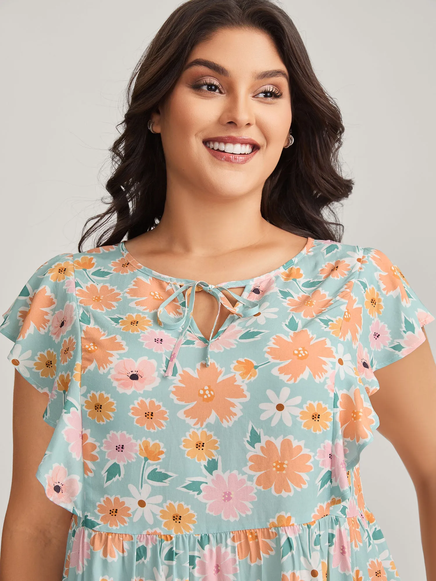 Floral Print Ruffled Sleeve Blouse sold by Bloomchic product image thumbnail 2