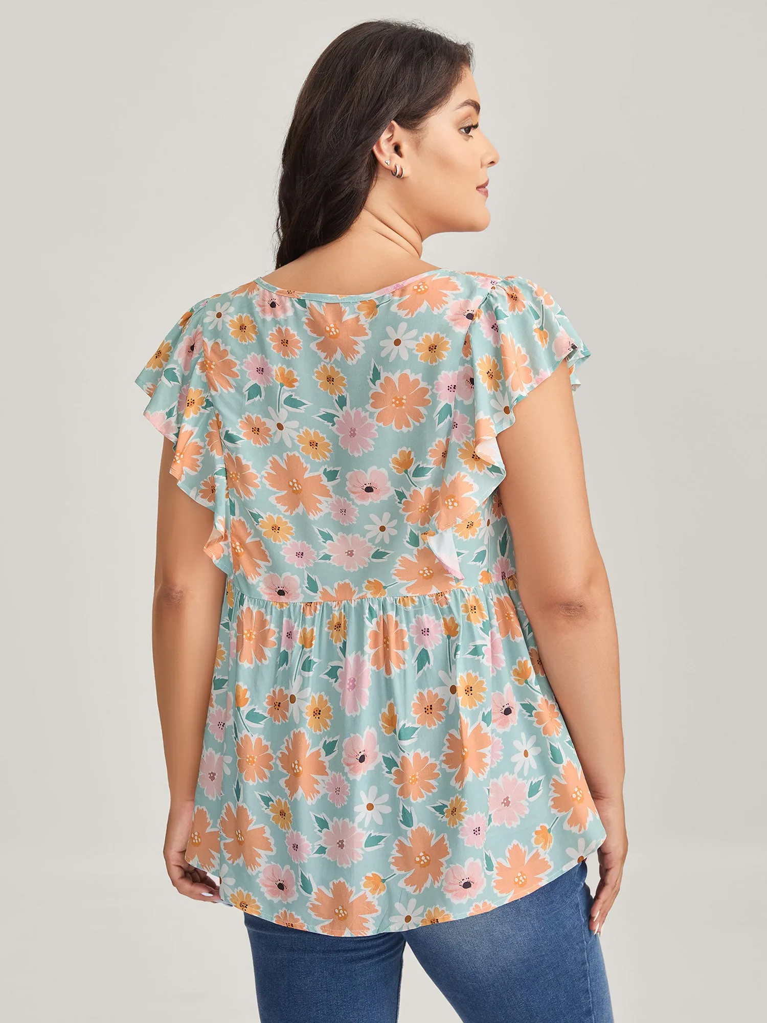 Floral Print Ruffled Sleeve Blouse sold by Bloomchic product image thumbnail 4