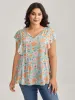 Floral Print Ruffled Sleeve Blouse sold by Bloomchic