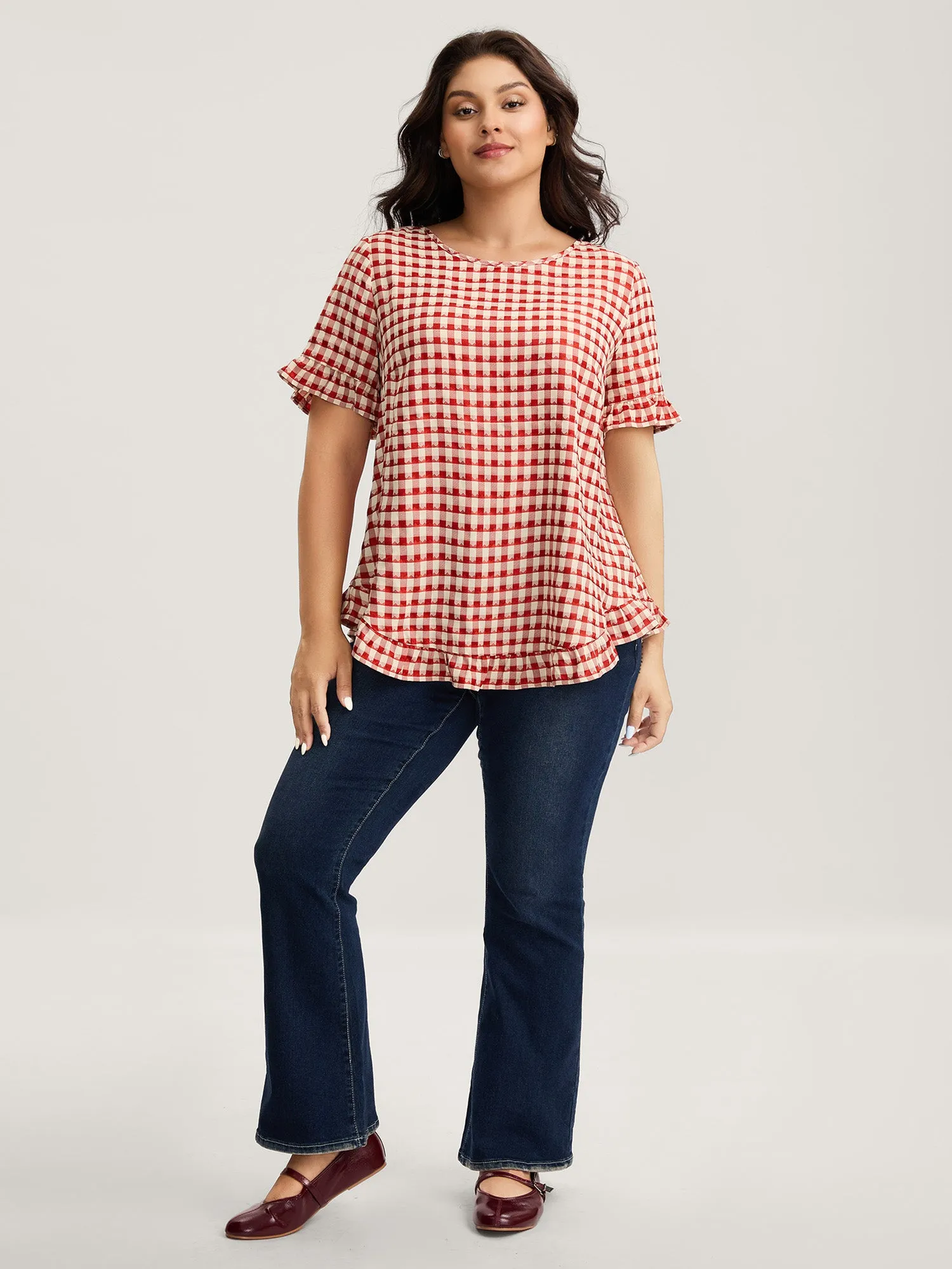 Gingham Print Button Back Blouse sold by Bloomchic product image thumbnail 3