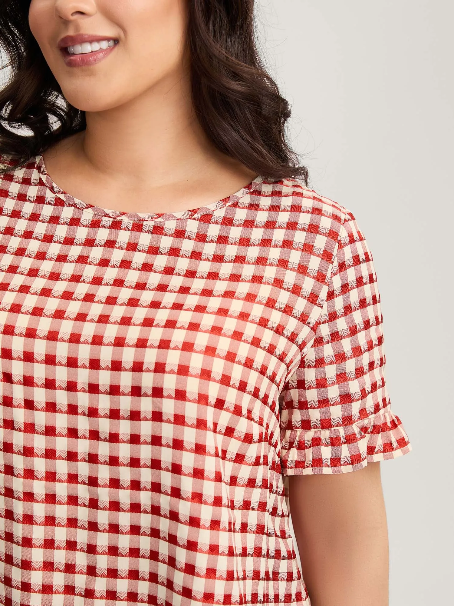 Gingham Print Button Back Blouse sold by Bloomchic product image thumbnail 4