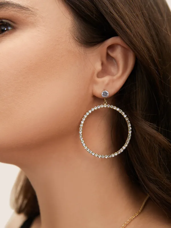 Cubic Zirconia Decor Hoop Earrings sold by Bloomchic