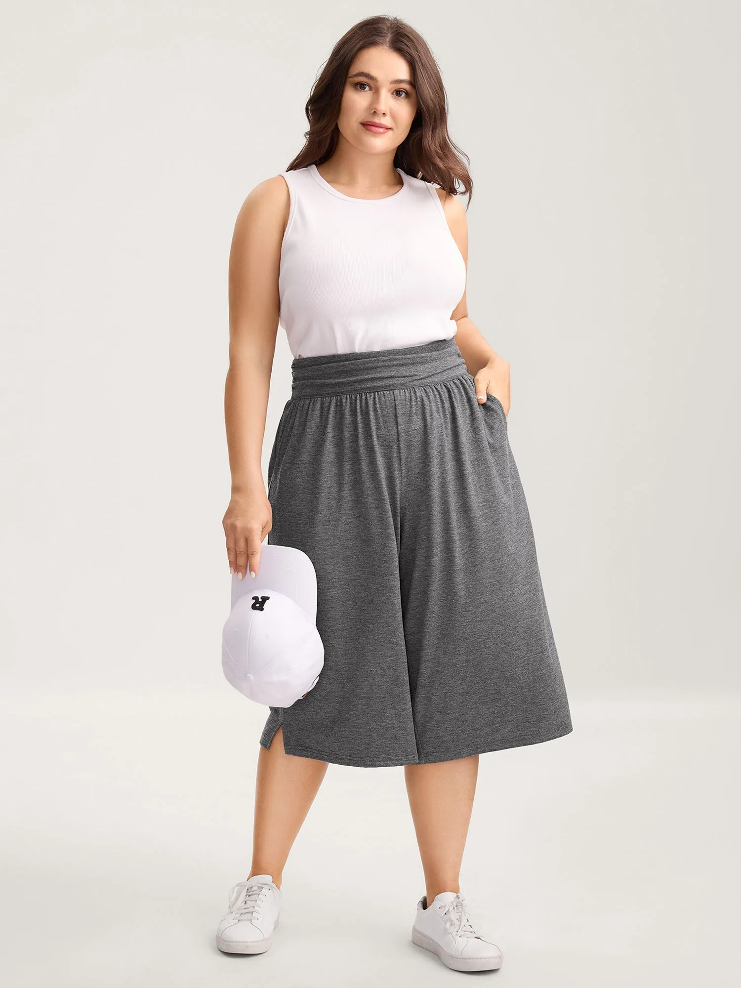 Supersoft Stretchy Pleated Waist Straight-Leg Pants sold by Bloomchic product image thumbnail 2