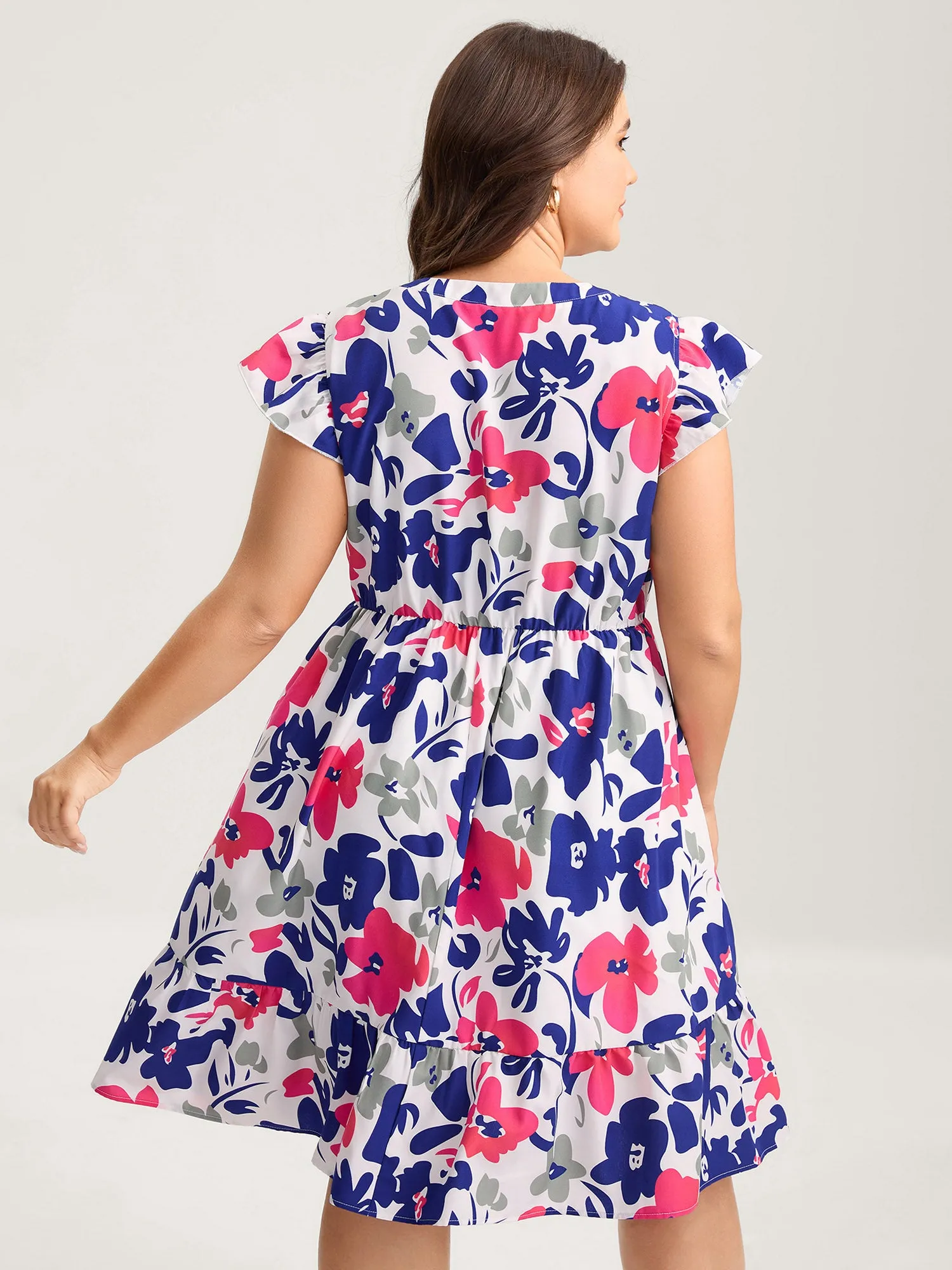 Color Block Floral Print Notched Midi Dress sold by Bloomchic product image thumbnail 4