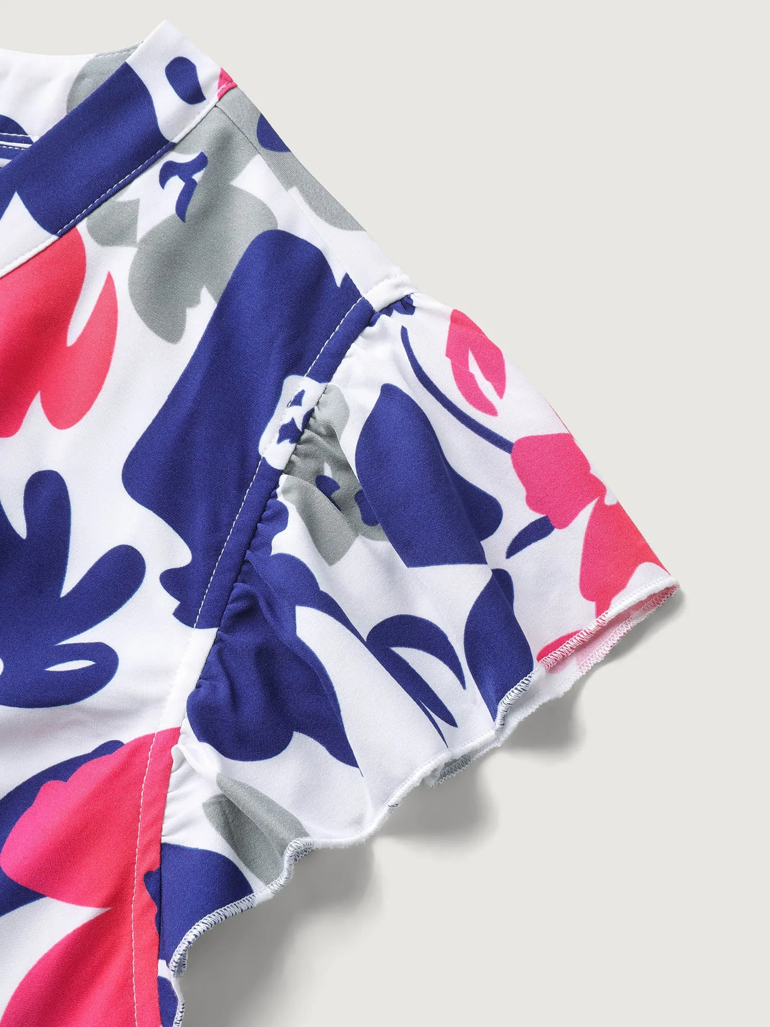 Color Block Floral Print Notched Midi Dress sold by Bloomchic product image thumbnail 5