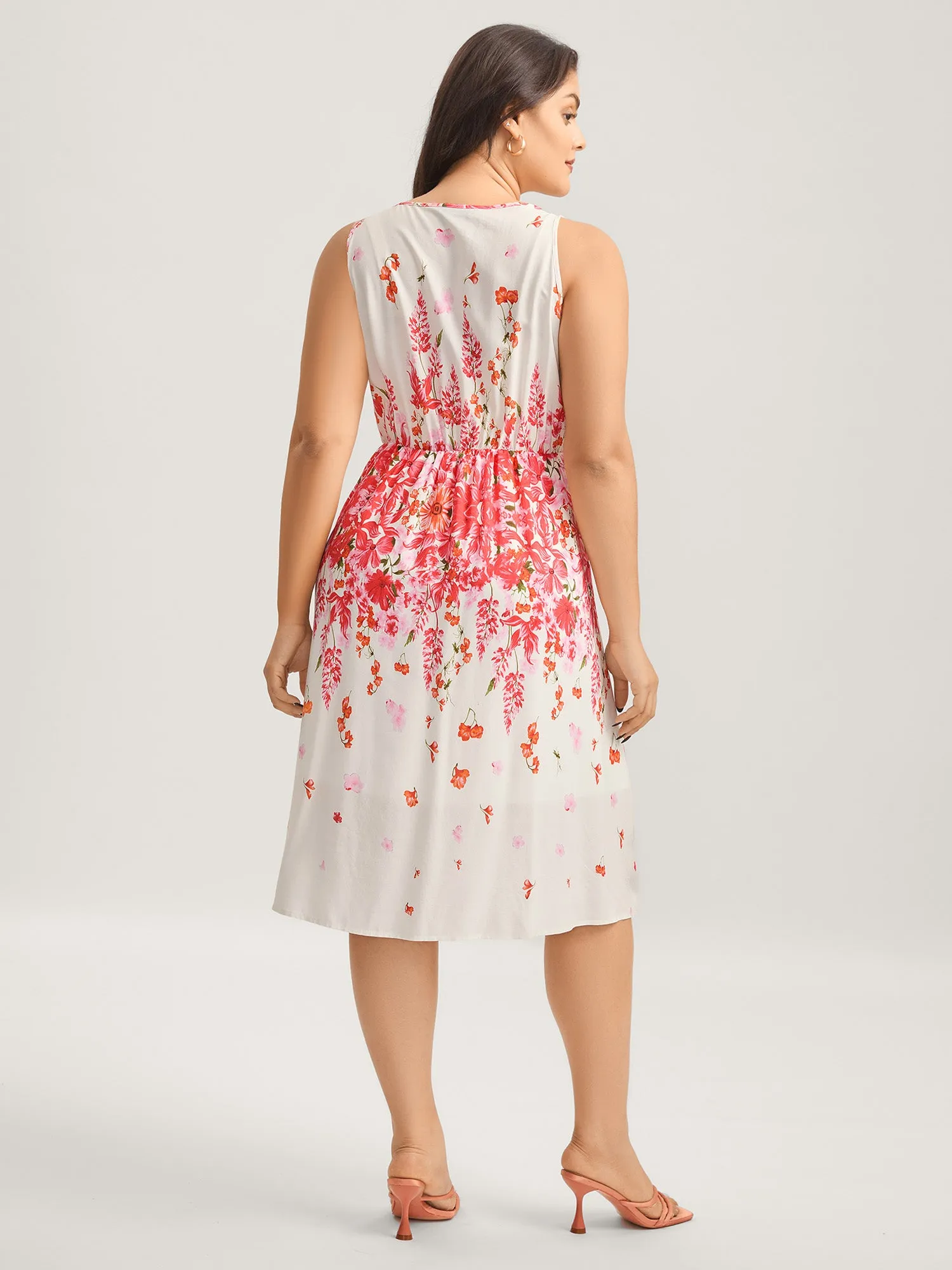 Floral Print Cinched-Waist Midi Dress sold by Bloomchic product image thumbnail 4