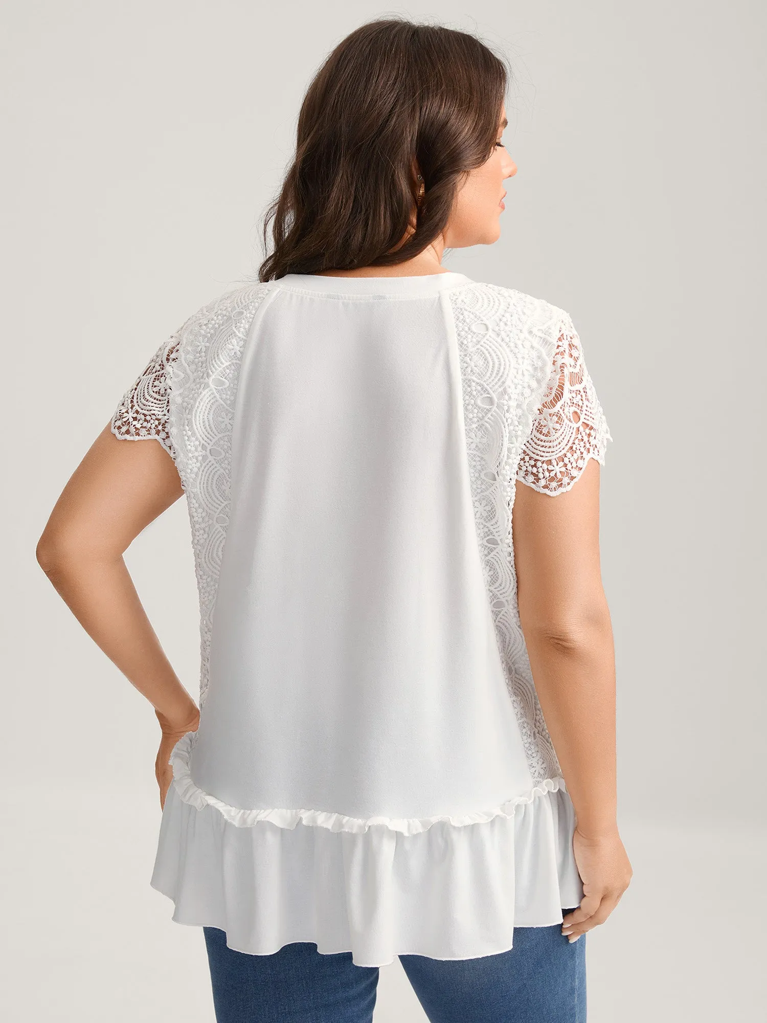 Lace Cut-Out Tiered Plain Top sold by Bloomchic product image thumbnail 4