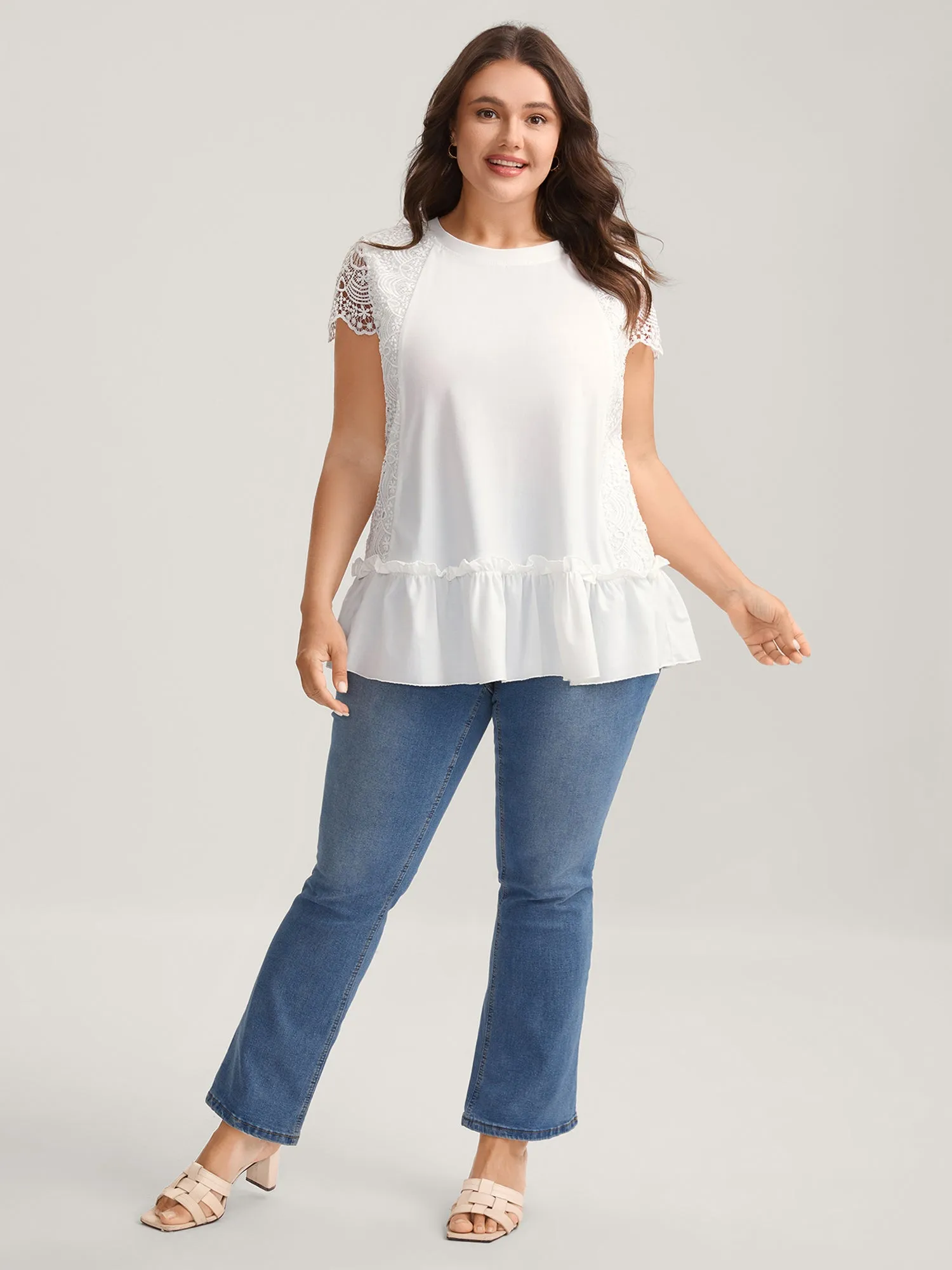 Lace Cut-Out Tiered Plain Top sold by Bloomchic product image thumbnail 3