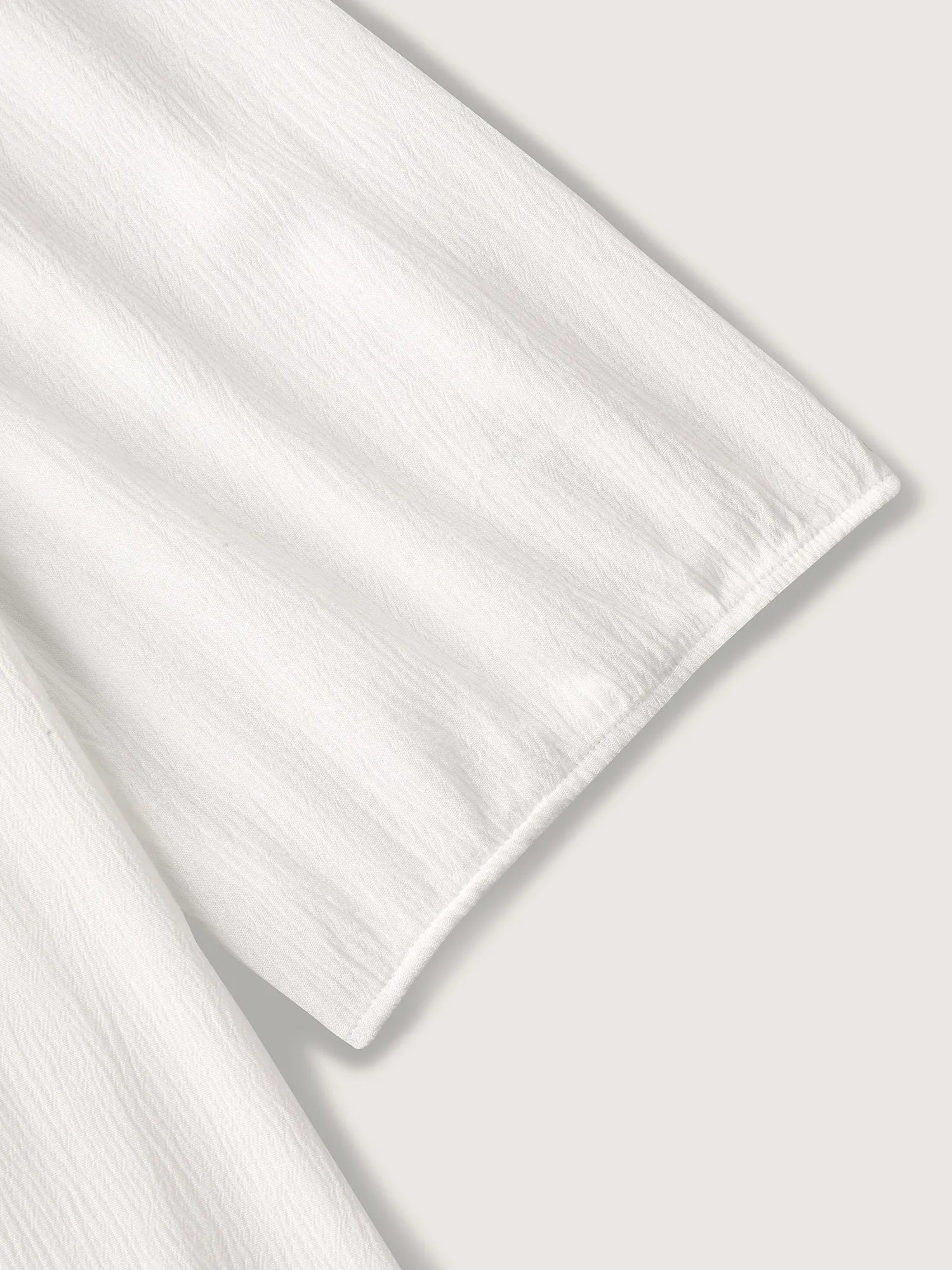 Boho Spliced Neck Pleated Plain Blouse sold by Bloomchic product image thumbnail 5