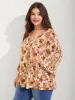 Floral Print Lace V-Neck Blouse sold by Bloomchic