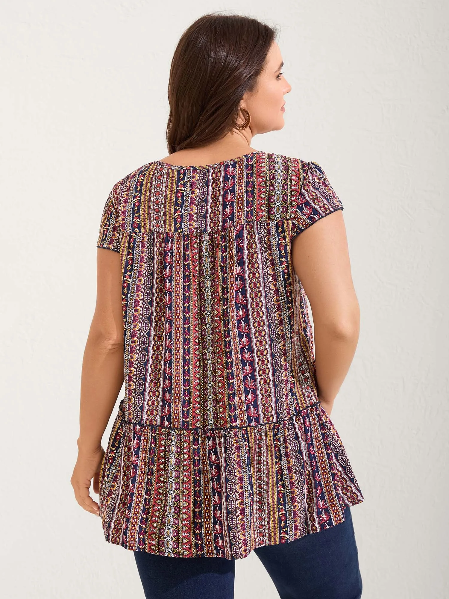 Boho Stripes Tiered Ruffle Blouse sold by Bloomchic product image thumbnail 4