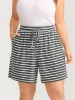 Stripe Print Drawstring Straight-Leg Shorts sold by Bloomchic