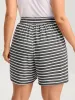Stripe Print Drawstring Straight-Leg Shorts sold by Bloomchic