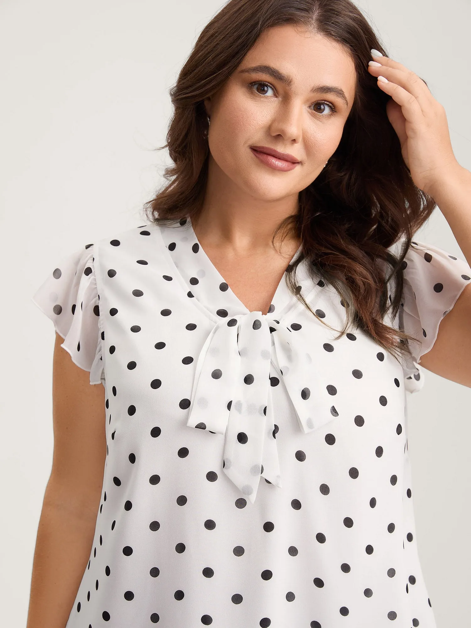 Polka Dot Ribbon Collar Blouse sold by Bloomchic product image thumbnail 3