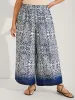 Abstract Floral Print Shirred Wide-Leg Pants sold by Bloomchic