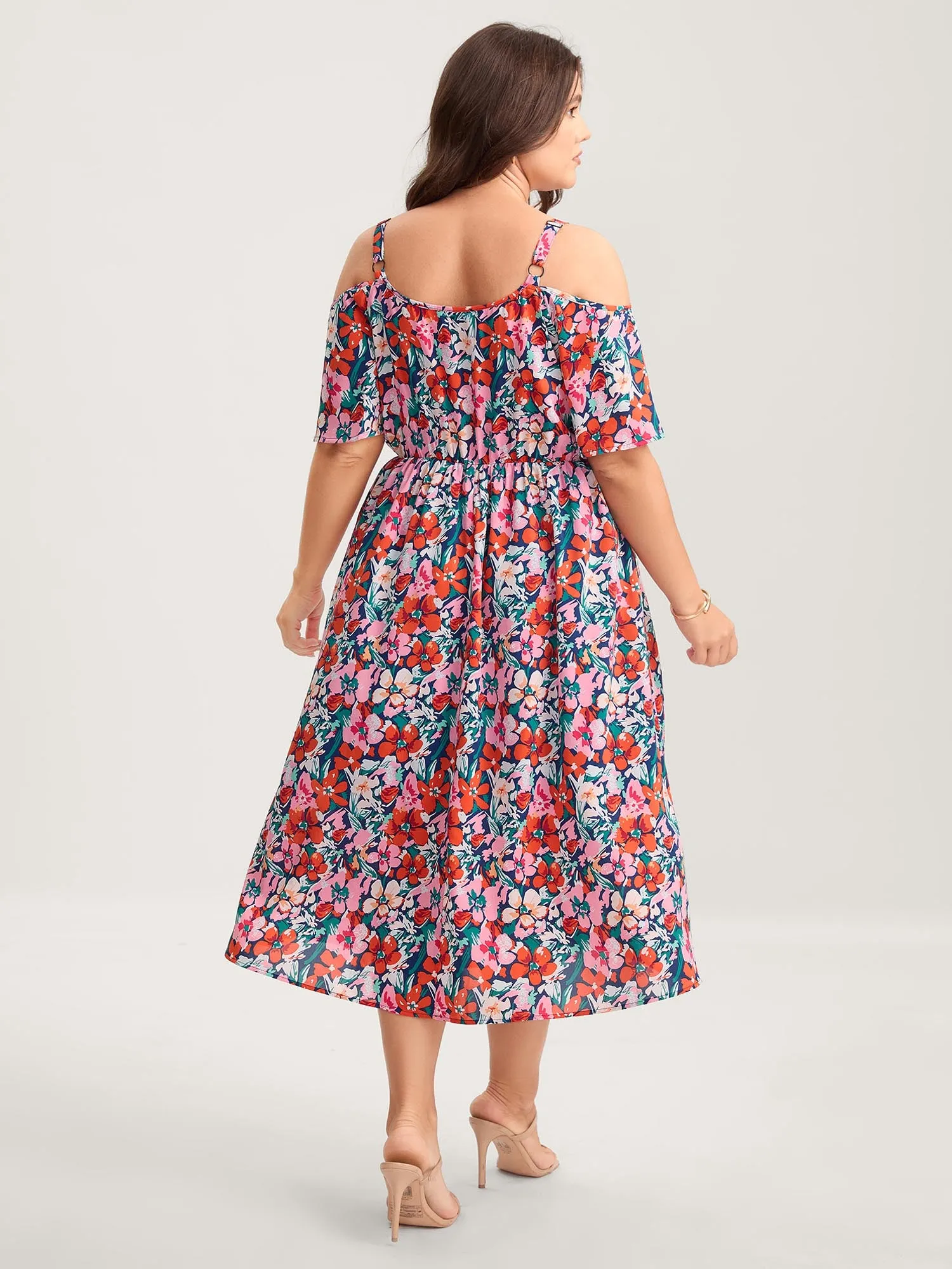 Floral Print Off-Shoulder Pockets Midi Dress sold by Bloomchic product image thumbnail 4