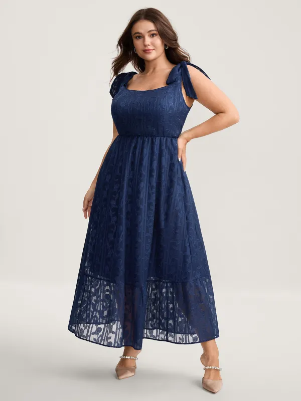 Textured Shoulder Tie Cami Midi Dress sold by Bloomchic
