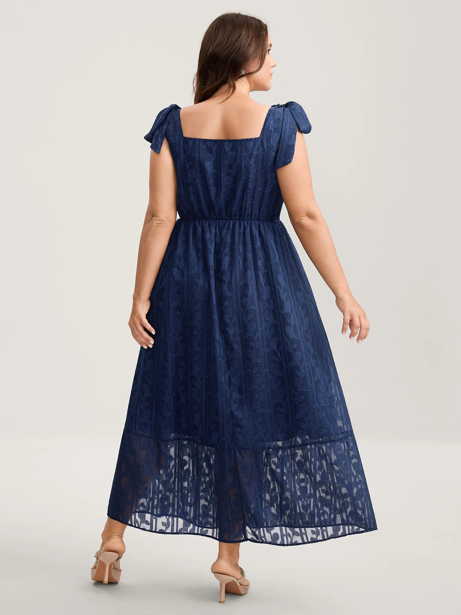 Textured Shoulder Tie Cami Midi Dress sold by Bloomchic product image thumbnail 4