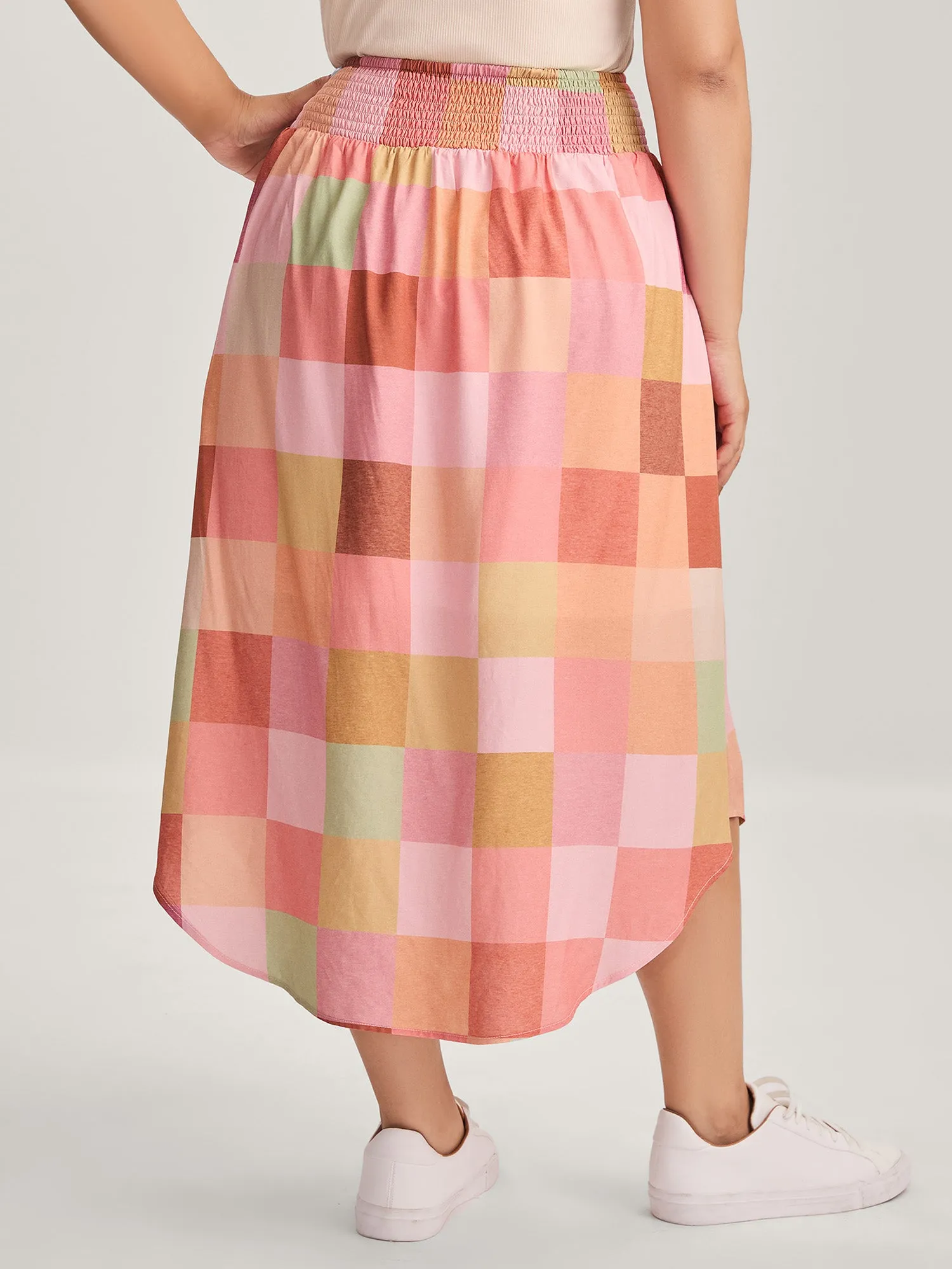Colorful Patchwork Shirred Waist Midi Skirt sold by Bloomchic product image thumbnail 5