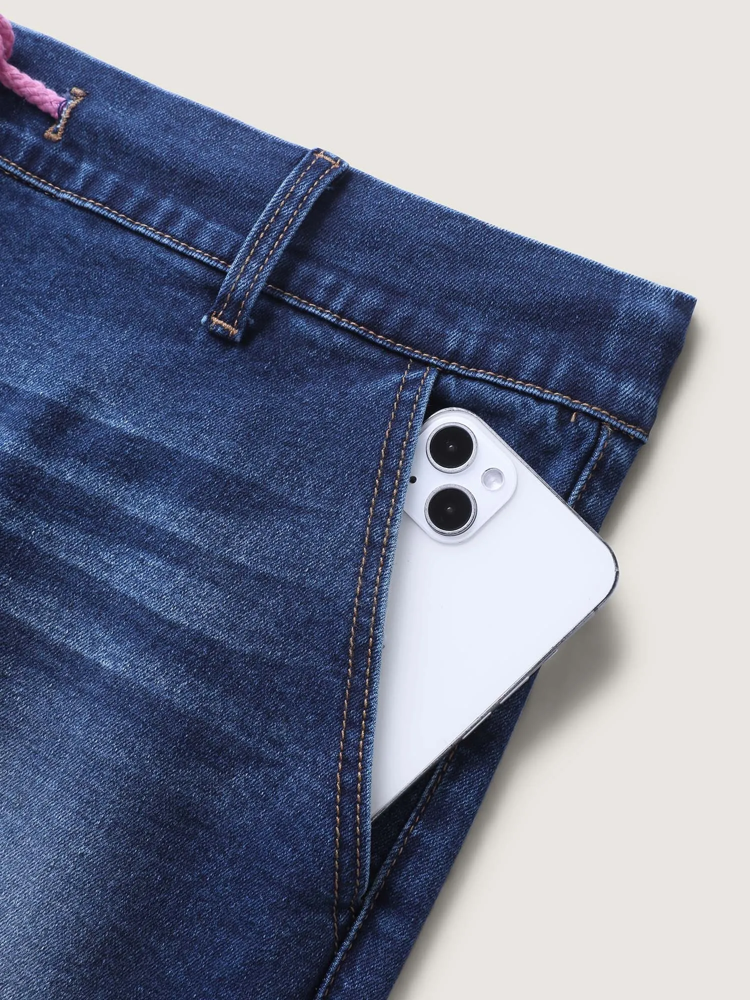 Pull-On Drawstring Waist Crop Jeans sold by Bloomchic product image thumbnail 5