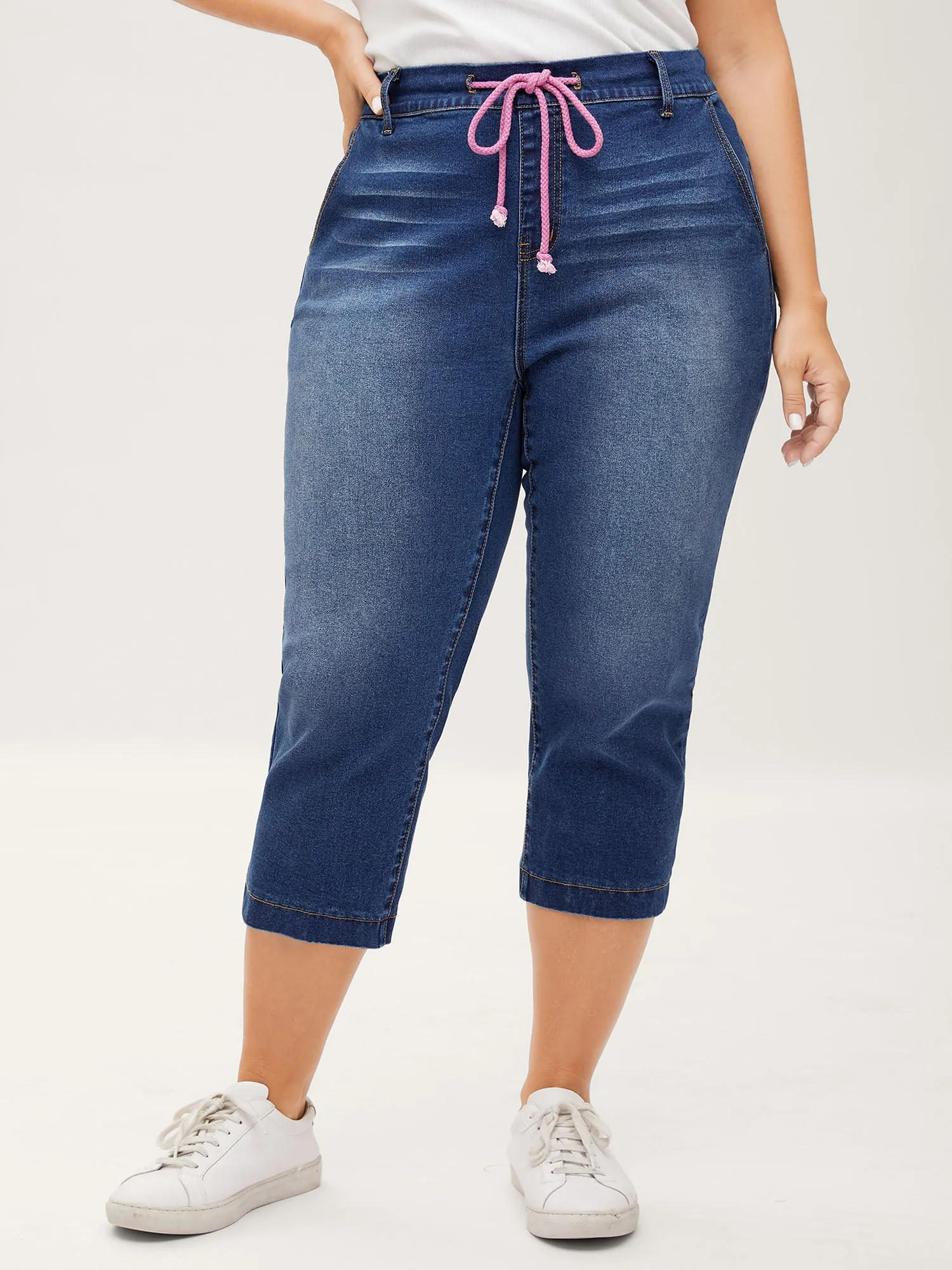 Pull-On Drawstring Waist Crop Jeans sold by Bloomchic product image thumbnail 2
