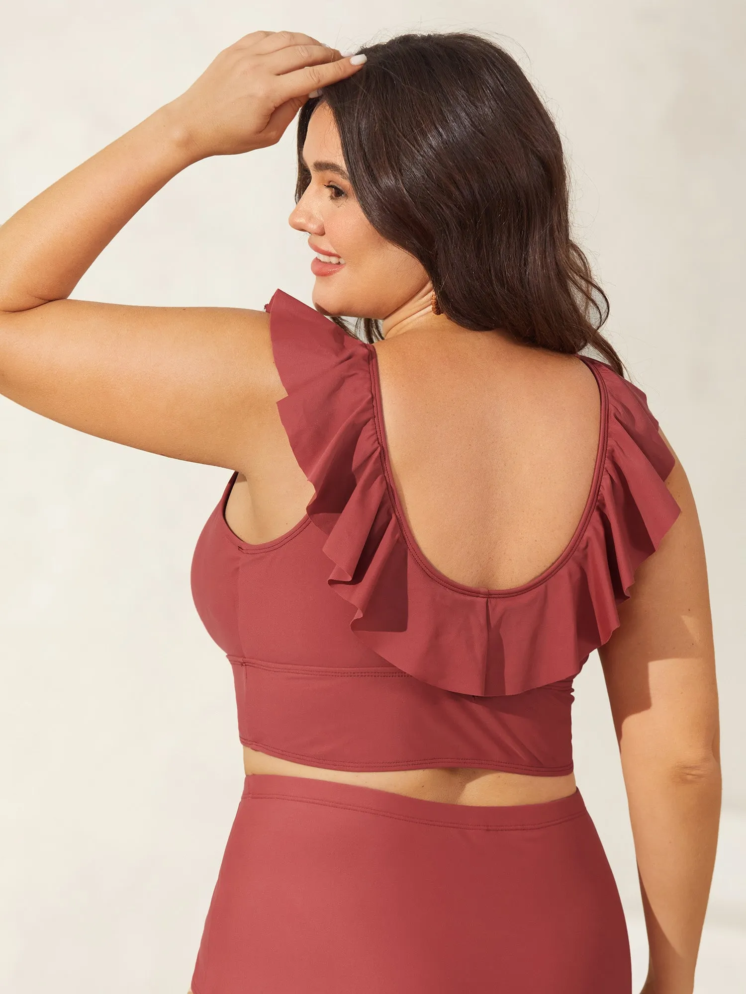 Ruffled Drawstring Bodice Swim Top sold by Bloomchic product image thumbnail 4