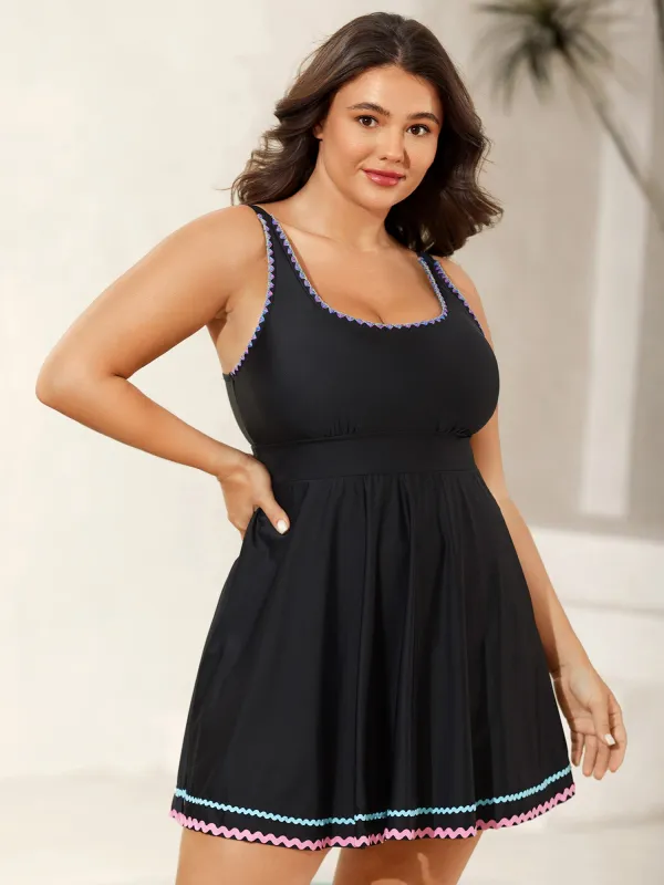Colorful Ribbon Shell Embroidery Swim Dress sold by Bloomchic