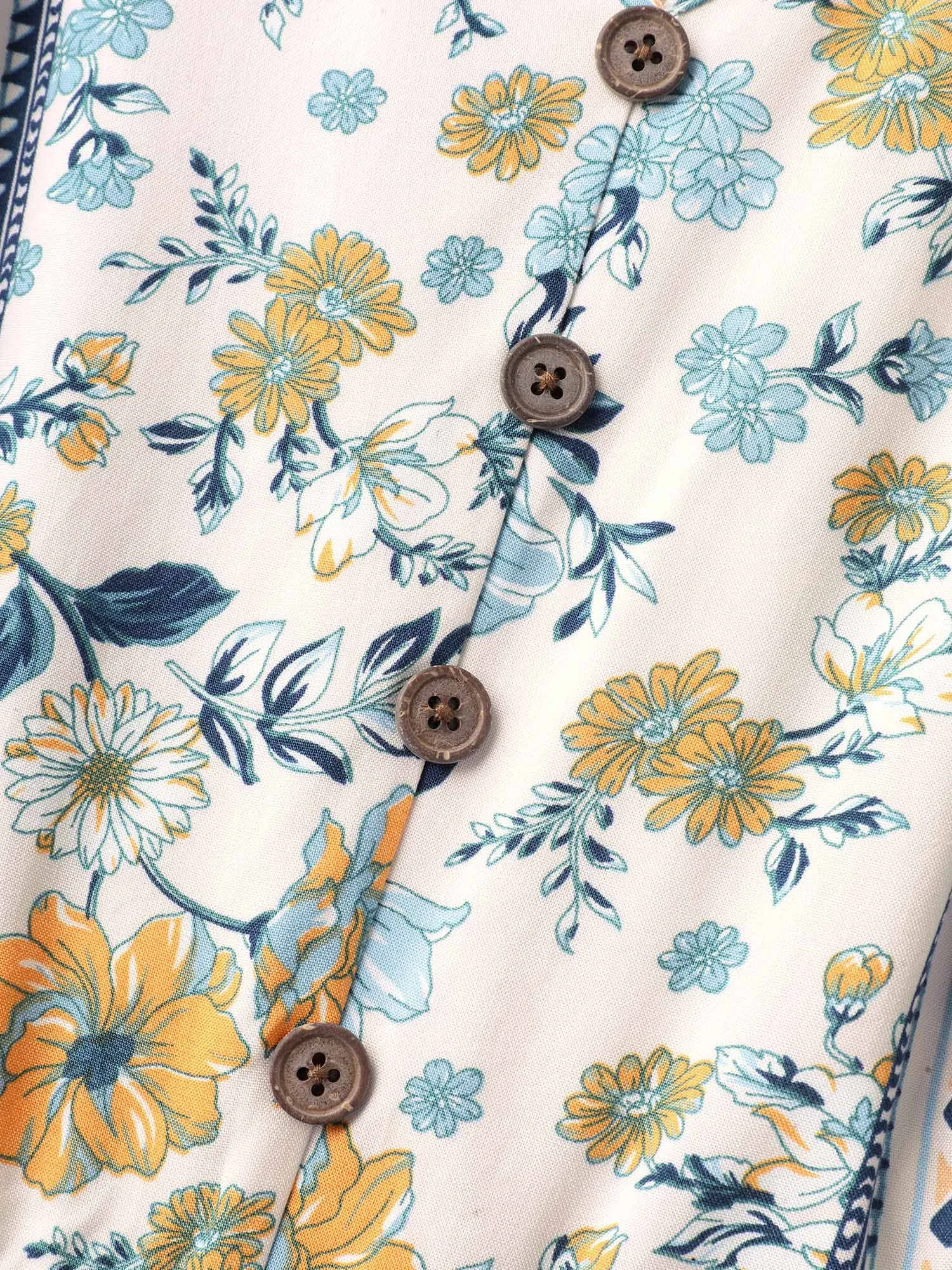 Floral Contrast Button V-Neck Midi Dress sold by Bloomchic product image thumbnail 5