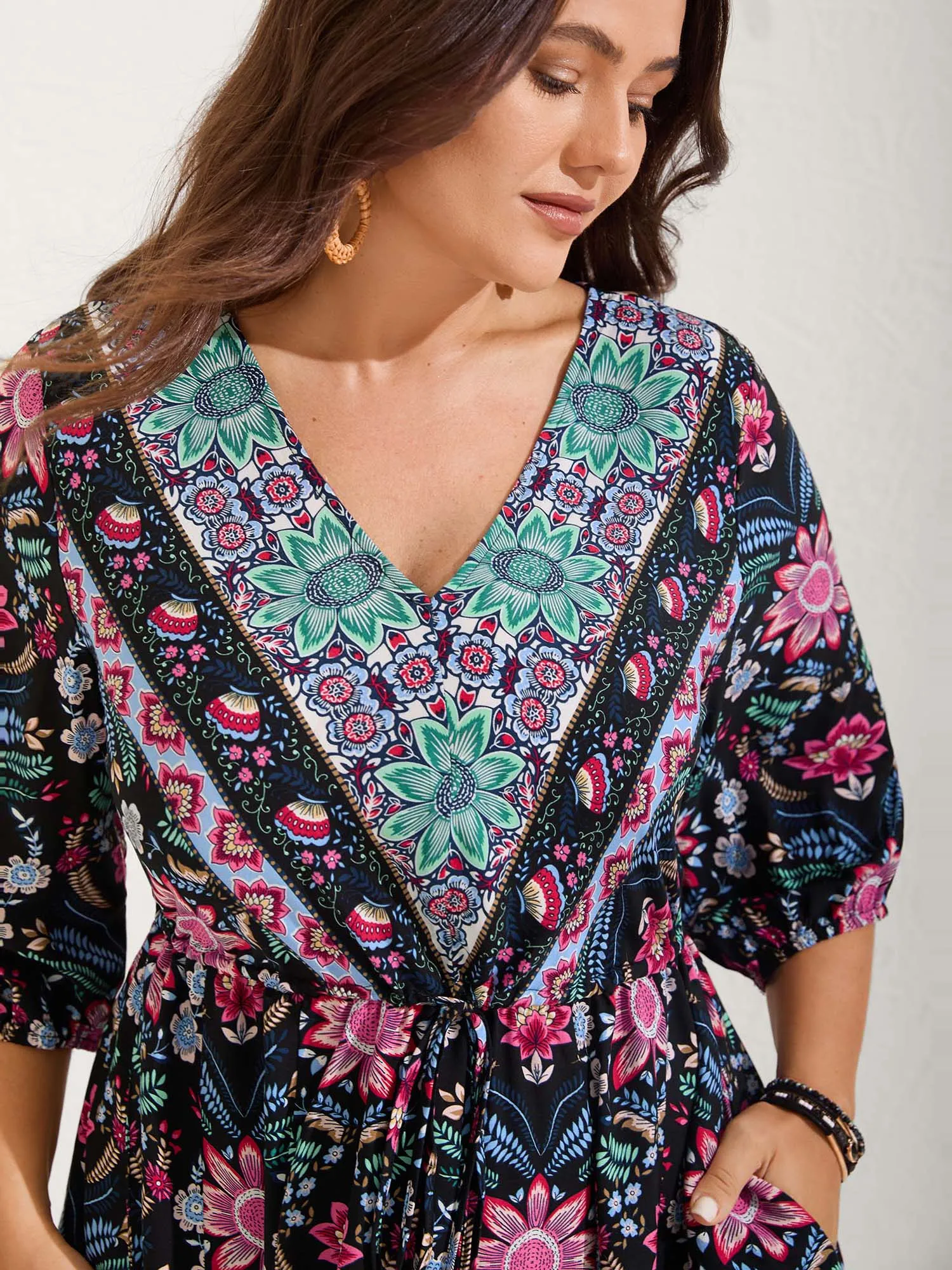 Rayon Floral Print Pockets Midi Dress sold by Bloomchic product image thumbnail 2