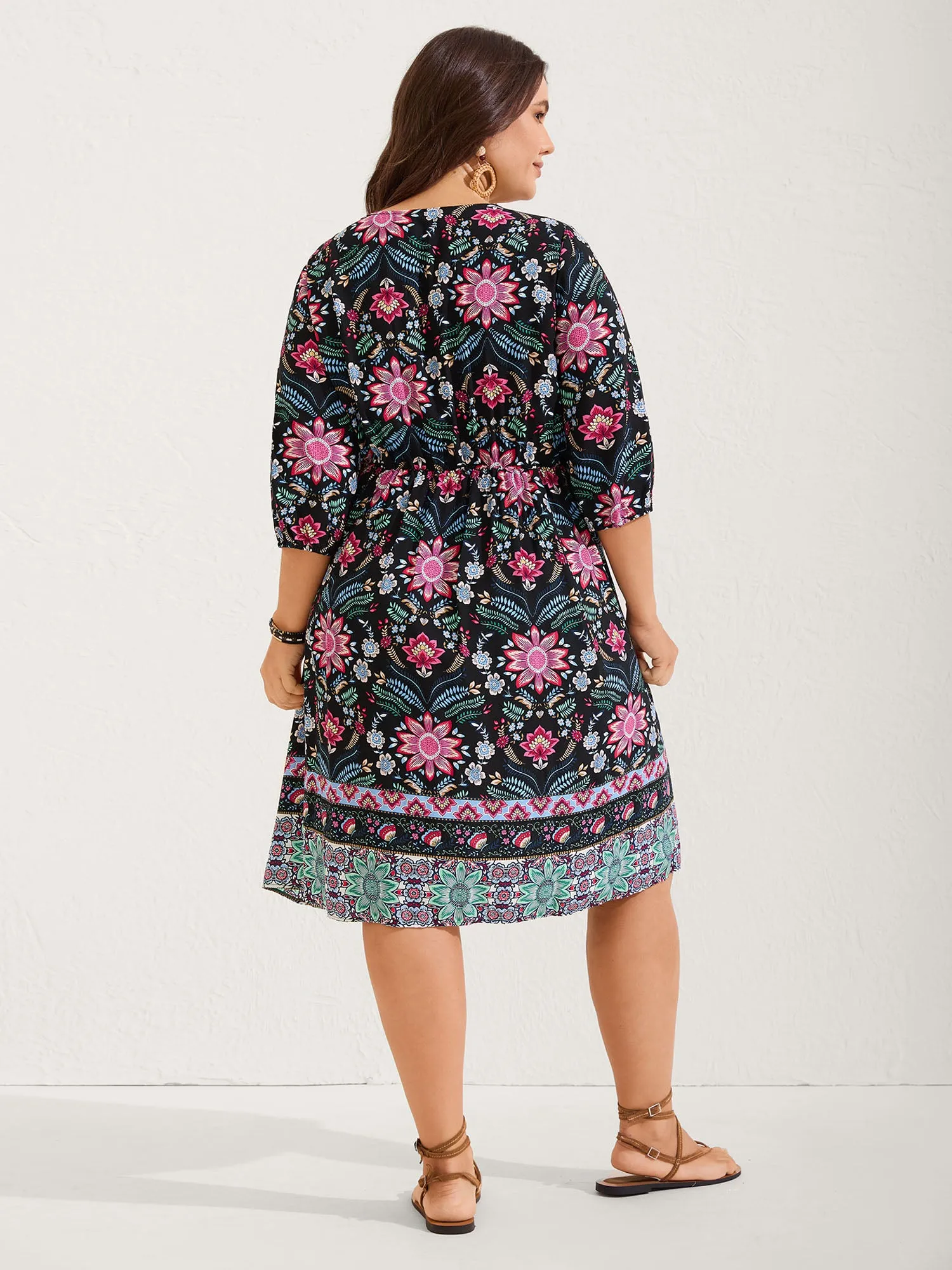 Rayon Floral Print Pockets Midi Dress sold by Bloomchic product image thumbnail 4
