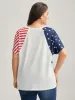 American Flag Print V-Neck T-Shirt sold by Bloomchic