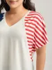 American Flag Print V-Neck T-Shirt sold by Bloomchic