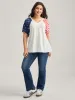 American Flag Print V-Neck T-Shirt sold by Bloomchic