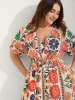 Floral Print Gathered Waist Pleated Midi Dress sold by Bloomchic